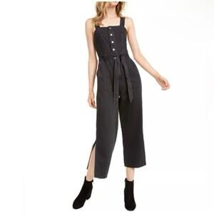 OAT NEW YORK NWT Volcanic Side Slit Cropped Black jumpsuit Size 8